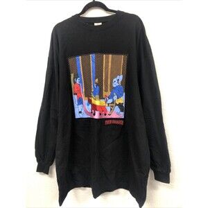 2XL True Religion Men's Black Long Sleeve Graphic T-Shirt Sacrifice Art Y2K